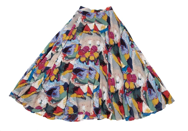 KENZO Rayon Graphic Printed Button Wrap Skirt K-169255_008