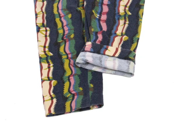 KENZO Cotton Blend Graphic Stripe Printed Stretch Pants K-169257_007