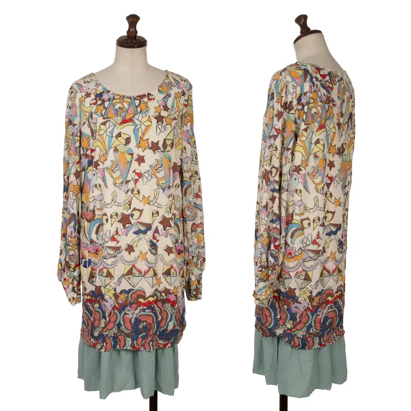 TSUMORI CHISATO Glitter Graphic Print Layered Design Tunic Multi-Color 2 K-169259_001
