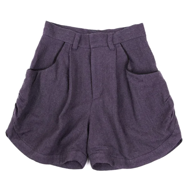 TSUMORI CHISATO Wool Herringbone Shorts Purple 2 K-169260_001