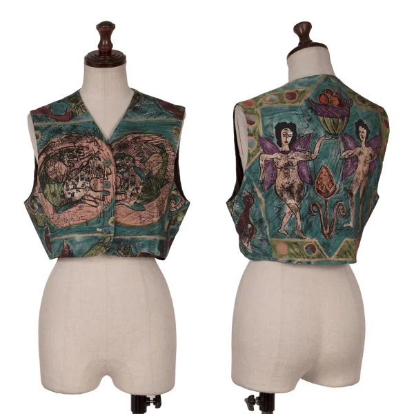 ROMEO GIGLI Art Printed Silk Short Vest Multi-Color 9AT K-169271_001