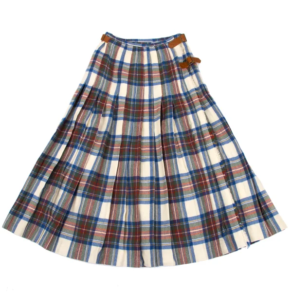 WONDERFUL WORLD KANEKO ISAO Wool Check Pleats Wrap Skirt K-169278_002