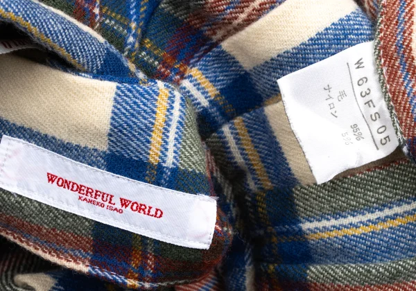 WONDERFUL WORLD KANEKO ISAO Wool Check Pleats Wrap Skirt K-169278_011
