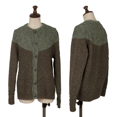 Ne-net Bicolor Cable Knit Cardigan