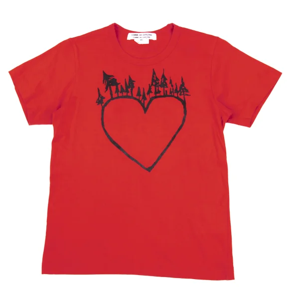 COMME des GARCONS Tree Heart Printed T-Shirt Red,Black XS K-169288_001
