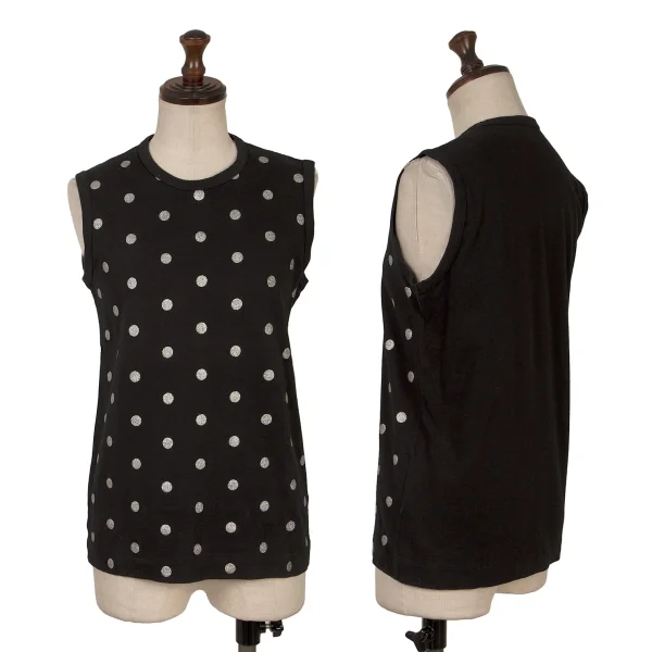 tricot COMME des GARCONS Glitter Dot Print Tank Top Black,Silver XS-S K-169299_001