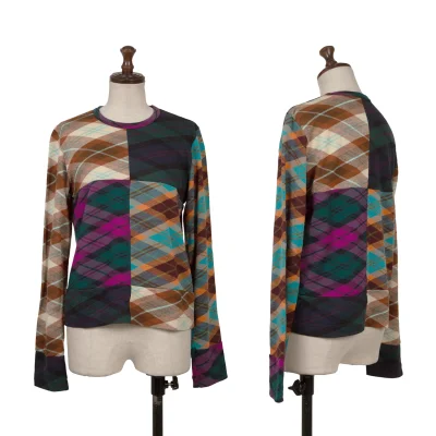 tricot COMME des GARCONS Check Panel Switching Knit Top