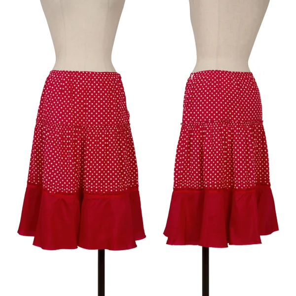 tricot COMME des GARCONS Gathered Switching Dot Print Skirt Red,White S K-169307_001