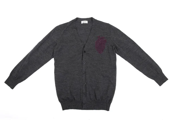 UNDERCOVER Heart Lace Patch Frill Sleeve Knit Cardigan K-169313_002