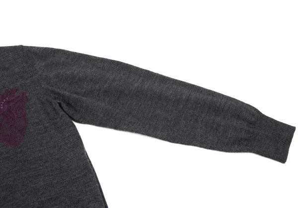 UNDERCOVER Heart Lace Patch Frill Sleeve Knit Cardigan K-169313_008