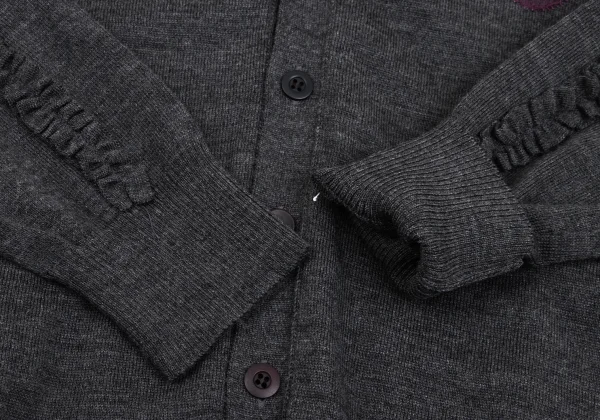 UNDERCOVER Heart Lace Patch Frill Sleeve Knit Cardigan K-169313_009