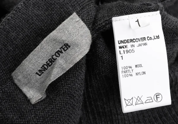 UNDERCOVER Heart Lace Patch Frill Sleeve Knit Cardigan K-169313_017