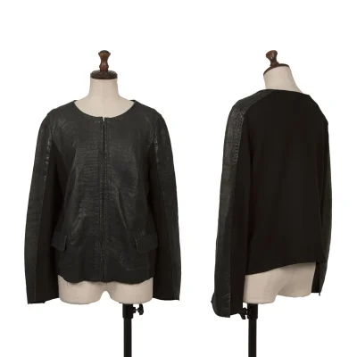 L'EQUIPE YOSHIE INABA Leather Switching Collarless Jacket