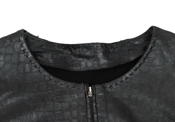 L'EQUIPE YOSHIE INABA Leather Switching Collarless Jacket K-169318_004