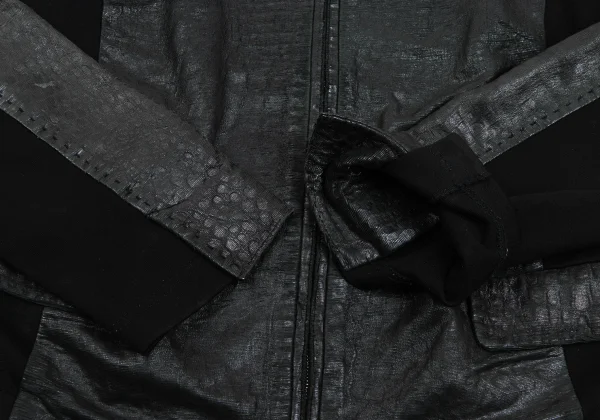 L'EQUIPE YOSHIE INABA Leather Switching Collarless Jacket K-169318_008