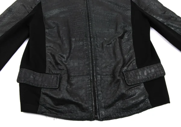 L'EQUIPE YOSHIE INABA Leather Switching Collarless Jacket K-169318_009