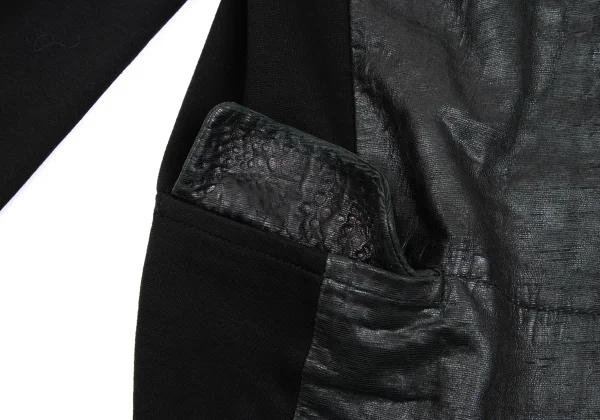 L'EQUIPE YOSHIE INABA Leather Switching Collarless Jacket K-169318_010