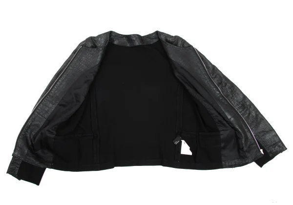 L'EQUIPE YOSHIE INABA Leather Switching Collarless Jacket K-169318_011