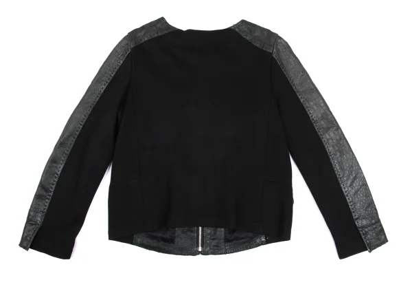 L'EQUIPE YOSHIE INABA Leather Switching Collarless Jacket K-169318_012