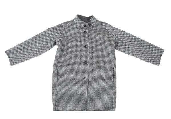 L'EQUIPE Cashmere Blend Wool Check Woven Stand Collar Jacket K-169325_002