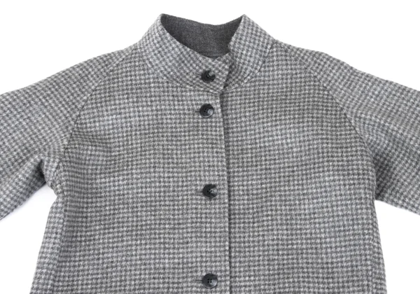 L'EQUIPE Cashmere Blend Wool Check Woven Stand Collar Jacket K-169325_003