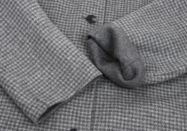 L'EQUIPE Cashmere Blend Wool Check Woven Stand Collar Jacket K-169325_007