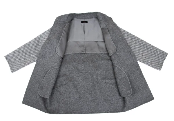 L'EQUIPE Cashmere Blend Wool Check Woven Stand Collar Jacket K-169325_010