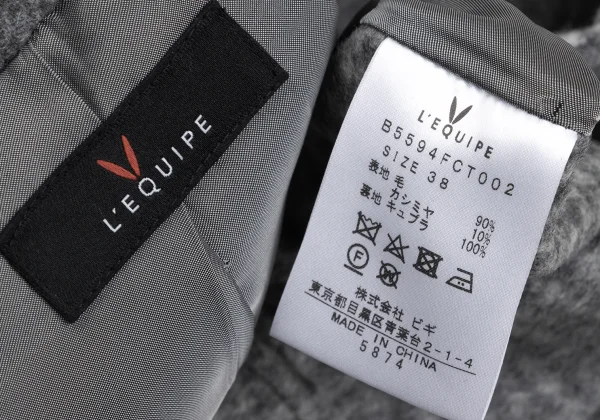 L'EQUIPE Cashmere Blend Wool Check Woven Stand Collar Jacket K-169325_013