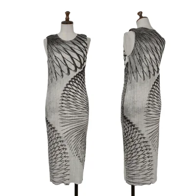 PLEATS PLEASE Motion Dress Print Sleeveless Dress