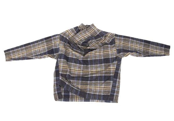 ISSEY MIYAKE PERMANENTE Neck Button Drape Check Top K-169337_002