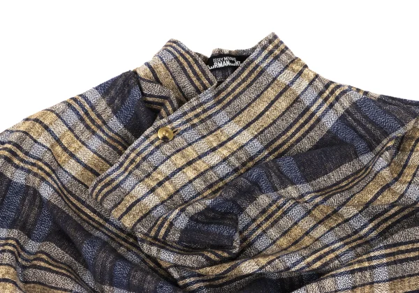 ISSEY MIYAKE PERMANENTE Neck Button Drape Check Top K-169337_004
