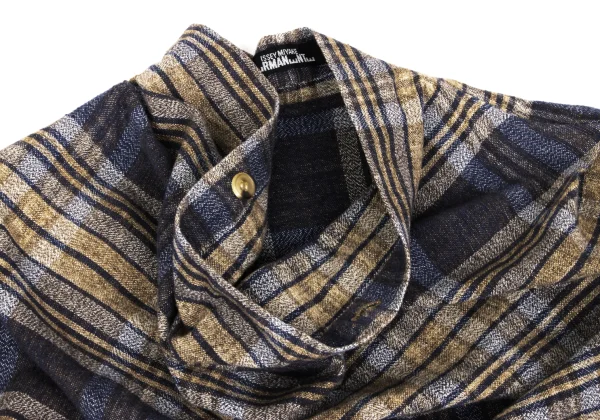 ISSEY MIYAKE PERMANENTE Neck Button Drape Check Top K-169337_006