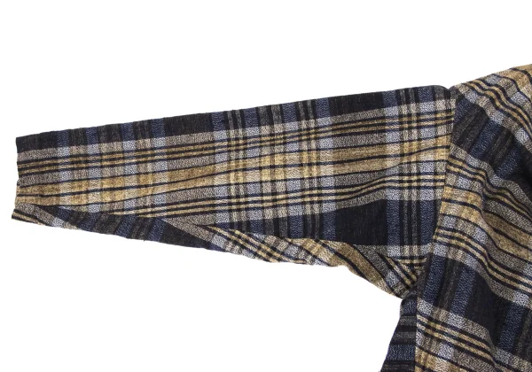 ISSEY MIYAKE PERMANENTE Neck Button Drape Check Top K-169337_007