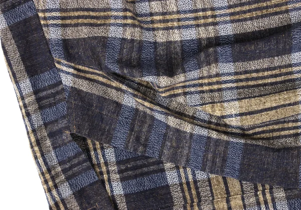 ISSEY MIYAKE PERMANENTE Neck Button Drape Check Top K-169337_010