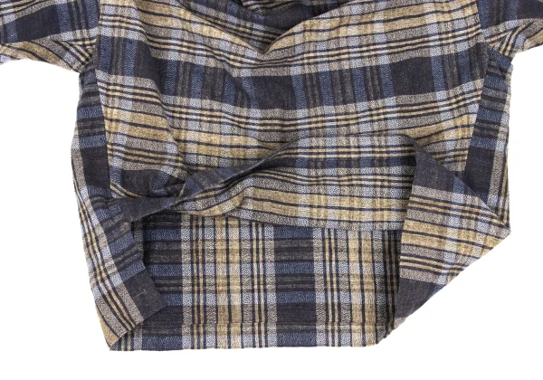 ISSEY MIYAKE PERMANENTE Neck Button Drape Check Top K-169337_011