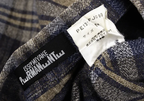 ISSEY MIYAKE PERMANENTE Neck Button Drape Check Top K-169337_016