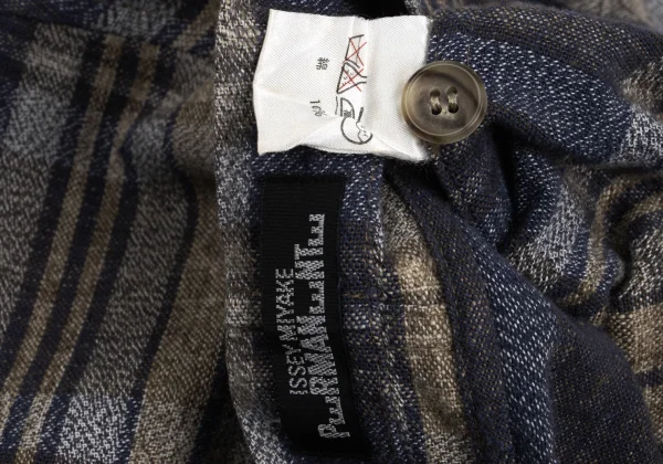 ISSEY MIYAKE PERMANENTE Neck Button Drape Check Top K-169337_017