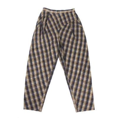 ISSEY MIYAKE PERMANENTE Front Wrap Design Check Pants
