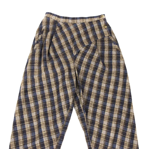 ISSEY MIYAKE PERMANENTE Front Wrap Design Check Pants K-169338_002