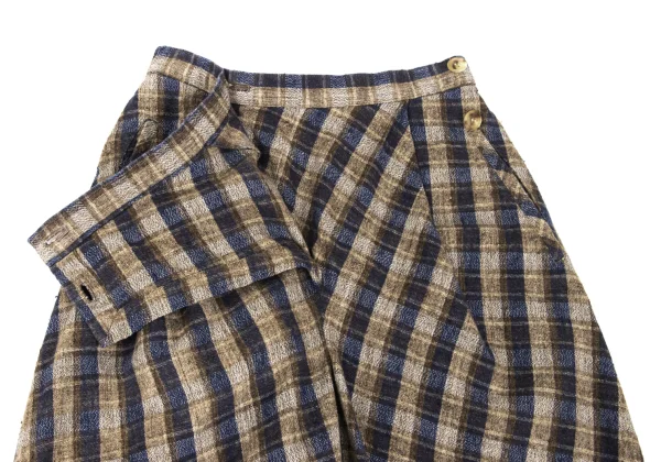 ISSEY MIYAKE PERMANENTE Front Wrap Design Check Pants K-169338_006