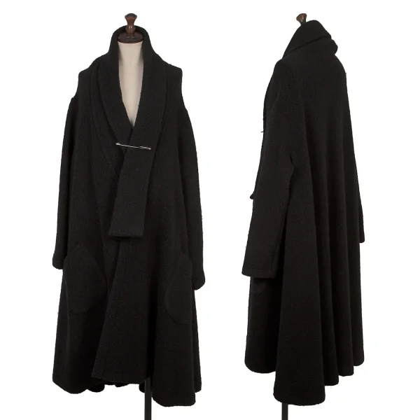 LIMI feu Wool Blend Knitted Gown Coat Black S K-169345_001
