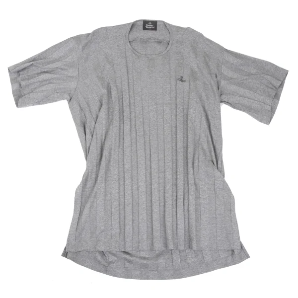 Vivienne Westwood MAN Orb Embroidered Striped Long T Shirt Grey Free K-169349_001