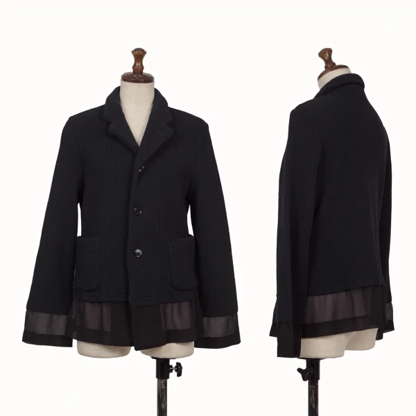 robe de chambre COMME des GARCONS Wool Sheer Panel Knit Jacket Navy,Black M K-169362_001