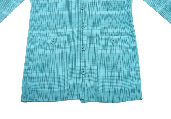 PLEATS PLEASE Stripe Pleated Turtleneck Cardigan K-169372_012