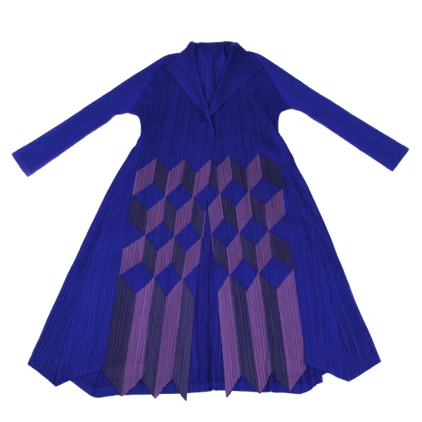 PLEATS PLEASE Geometric Patch Buttonless Coat K-169374_002