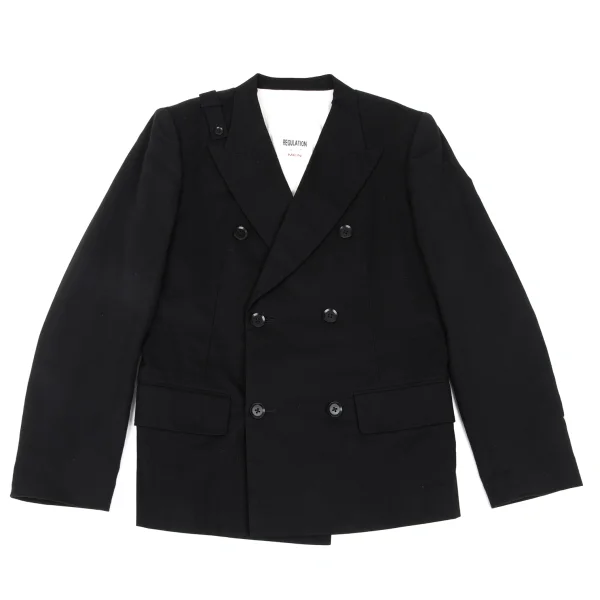 REGULATION Yohji Yamamoto MEN Switching Peaked Lapel Double Jacket Black 3 K-169383_001