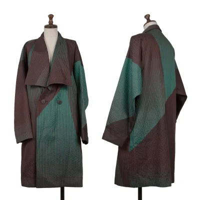 ISSEY MIYAKE Poly Wool Stripe Jacquard Coat