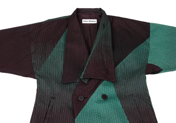ISSEY MIYAKE Poly Wool Stripe Jacquard Coat K-169384_003