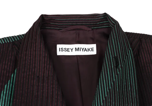 ISSEY MIYAKE Poly Wool Stripe Jacquard Coat K-169384_004