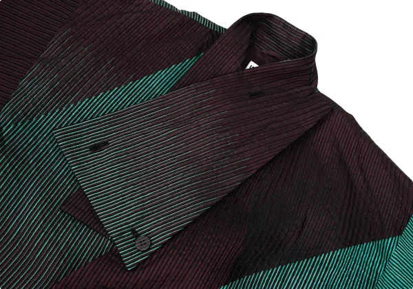 ISSEY MIYAKE Poly Wool Stripe Jacquard Coat K-169384_005